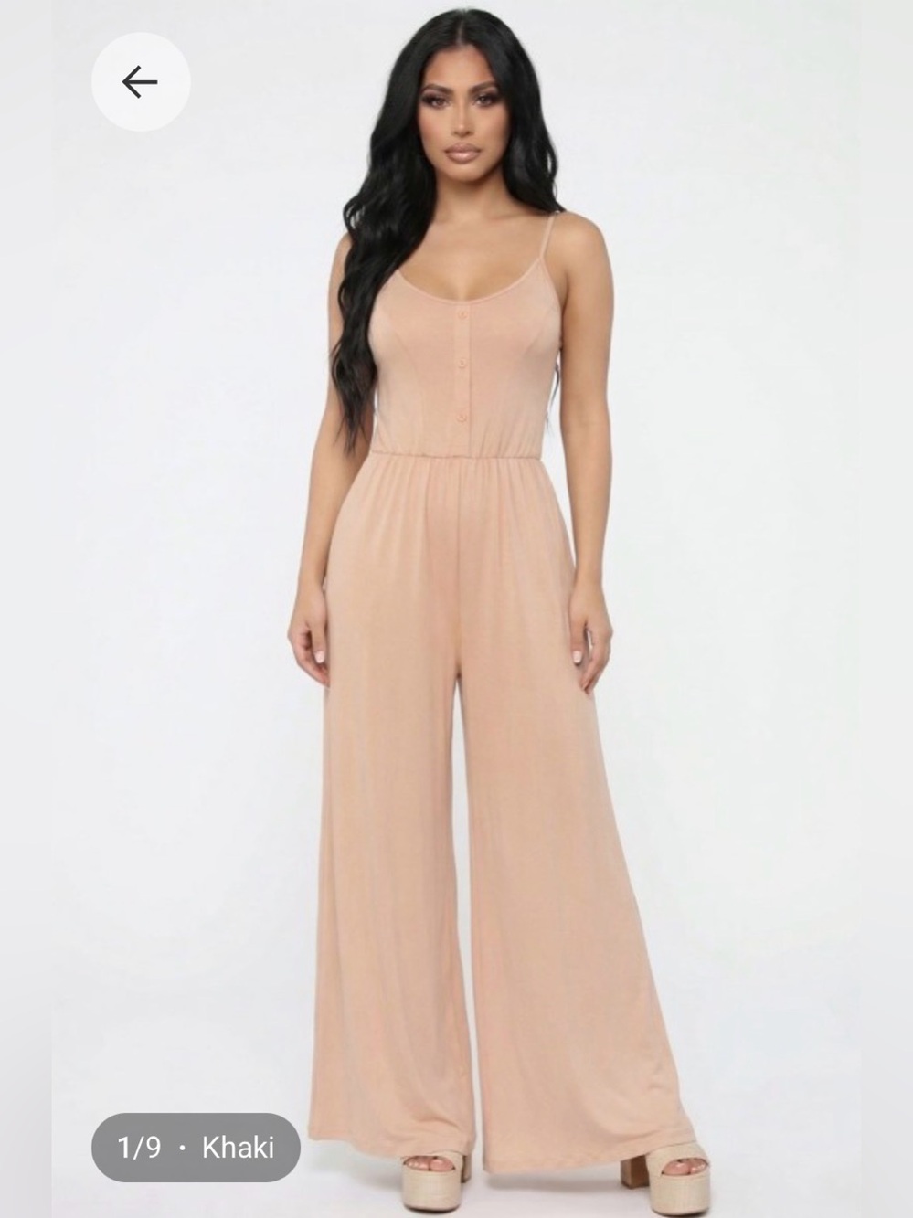 Sleeveless Wide-Leg Jumpsuit in Khaki